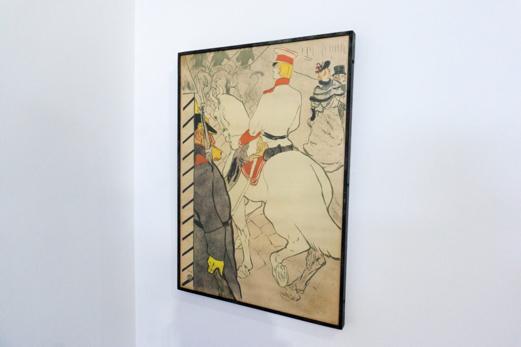 1884年にアンリ・ド・トゥールーズ=ロートレックにより友人ヴィクトール・ジョズの小説『ドイツのバビロン』の宣伝ポスターの再印刷されたヴィンテージをアイアンフレームにて額装。躍動感と線の強弱による独特な緊張感により、当時のドイツ国家を風刺したこの小説を表してます。メイン